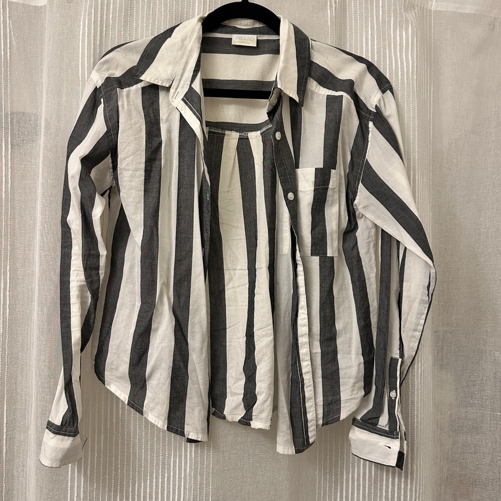 ABOUND White & Grey Striped Button Down